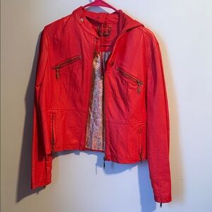 Jou Jou Vibrant Red Leather Jacket
